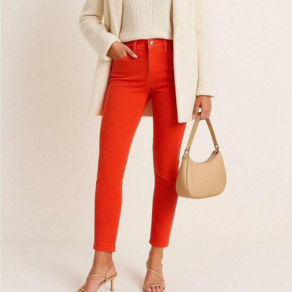 J crew orange corduroy “toothpick skinny” ankle pant ❤️